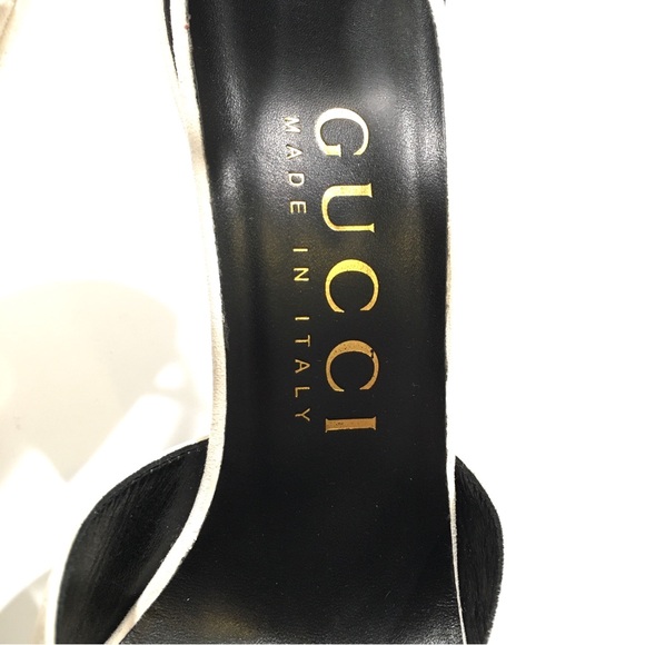 GUCCI PRISCILA ANKLE CUFF PUMPS -LEATHER AND SUEDE -WHITE -US 7.5 -NEW - Picture 12 of 13